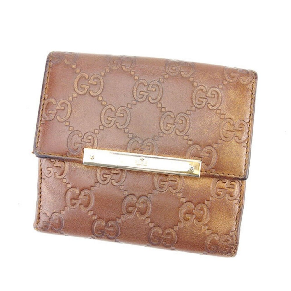 Authentic Gucci Wallet Purse Guccissima Bronze Gold Woman
